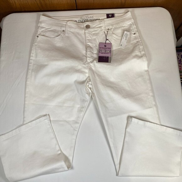 NWT Gloria Vanderbilt Wide Waisted Ankle Boot Jeans Women's 16 White Cotton Blen - Picture 1 of 8